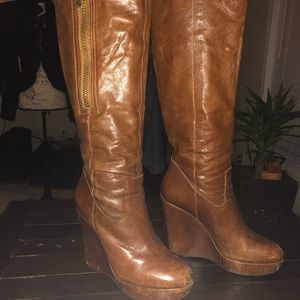 70’s vintage platform tall boots-brown, size 8